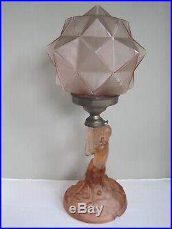 Original Art Deco Scandinavian Walther and Sohne Glass Lady Lamp, Star Shade JL