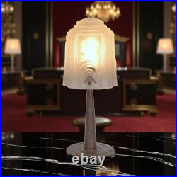 Original Art Deco Table Lamp Spiral Muller Frères Lunéville 1910 Hammered