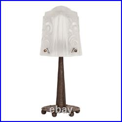 Original Art Deco Table Lamp Spiral Muller Frères Lunéville 1910 Hammered