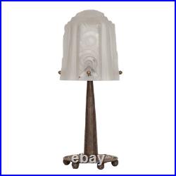 Original Art Deco Table Lamp Spiral Muller Frères Lunéville 1910 Hammered