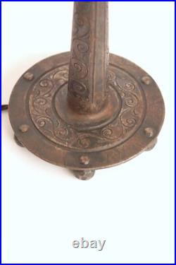 Original Art Deco Table Lamp Spiral Muller Frères Lunéville 1910 Hammered