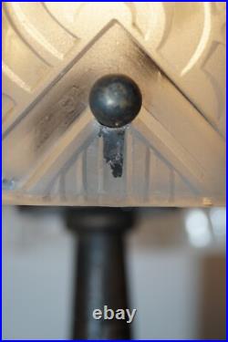 Original Art Deco Table Lamp Spiral Muller Frères Lunéville 1910 Hammered