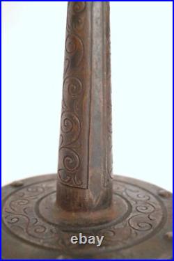 Original Art Deco Table Lamp Spiral Muller Frères Lunéville 1910 Hammered