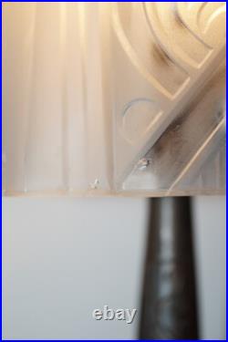 Original Art Deco Table Lamp Spiral Muller Frères Lunéville 1910 Hammered