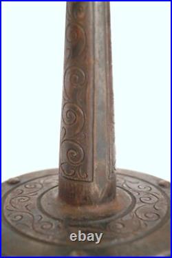 Original Art Deco Table Lamp Spiral Muller Frères Lunéville 1910 Hammered