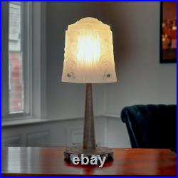 Original Art Deco Table Lamp Spiral Muller Frères Lunéville 1910 Hammered