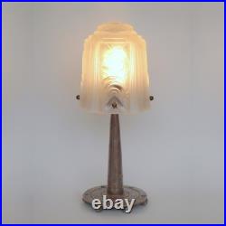 Original Art Deco Table Lamp Spiral Muller Frères Lunéville 1910 Hammered