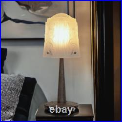 Original Art Deco Table Lamp Spiral Muller Frères Lunéville 1910 Hammered