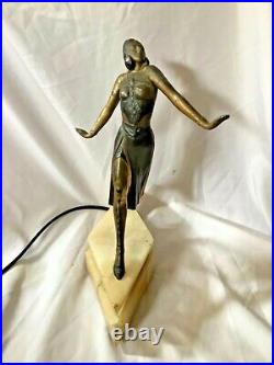 Original Art Deco dancing lady l spelter and alabaster lamp base