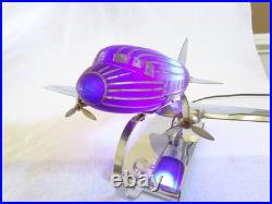 Original DOUGLAS DC-3 ART DECO COLBALT BLUE GLASS AIR PLANE TABLE LAMP 1930s