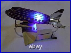 Original DOUGLAS DC-3 ART DECO COLBALT BLUE GLASS AIR PLANE TABLE LAMP 1930s