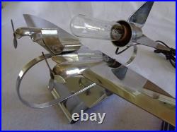 Original DOUGLAS DC-3 ART DECO COLBALT BLUE GLASS AIR PLANE TABLE LAMP 1930s
