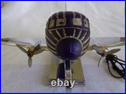 Original DOUGLAS DC-3 ART DECO COLBALT BLUE GLASS AIR PLANE TABLE LAMP 1930s