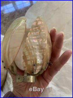 PAIR Antique Art Deco Nouveau Nautilus Seashell Shell Lamp Shade 5 Bulb Cover
