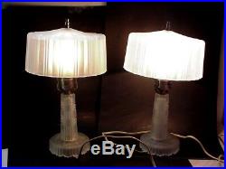 PAIR OF ART DECO FROSTED BOUDOIR / TABLE LAMPS A WONDERFUL PAIR FROM THE 1930's