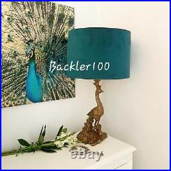 PEACOCK TABLE LAMP BASE resin gold bronzed tone Art Deco style 50cm