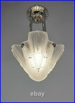 PETITOT & MULLER FRENCH 1930 ART DECO PENDANT CHANDELIER. Lamp ceiling light