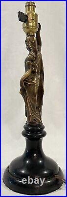 PR Vtg Deco Brass Bakelite Figural Goddess Neoclassical Table Lamps with Shade 15