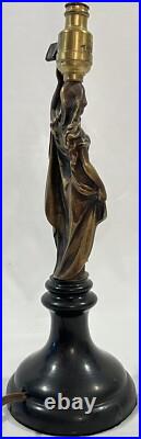 PR Vtg Deco Brass Bakelite Figural Goddess Neoclassical Table Lamps with Shade 15