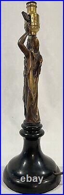 PR Vtg Deco Brass Bakelite Figural Goddess Neoclassical Table Lamps with Shade 15