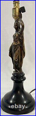 PR Vtg Deco Brass Bakelite Figural Goddess Neoclassical Table Lamps with Shade 15