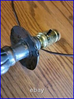 Pair 2 Antique Brass Tin Silver Tone Molded Pressed Metal Lamp 10art Deco Vtg