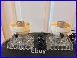 Pair Antique Art Deco Bullet Torpedo Skyscraper Table Lamps Jadeite Working