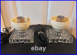 Pair Antique Art Deco Bullet Torpedo Skyscraper Table Lamps Jadeite Working