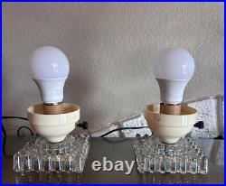 Pair Antique Art Deco Bullet Torpedo Skyscraper Table Lamps Jadeite Working