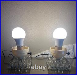 Pair Antique Art Deco Bullet Torpedo Skyscraper Table Lamps Jadeite Working