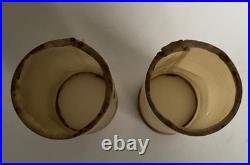 Pair Antique Art Deco Nouveau Floral Iron Mantel Candlestick Flickering Lamps