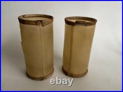 Pair Antique Art Deco Nouveau Floral Iron Mantel Candlestick Flickering Lamps