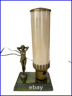 Pair Antique Art Deco Nude Lady Table Lamps