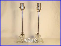 Pair Antique Vintage Art Deco Glass Lamp Boudoir Vanity Desk Table Lamps 20's