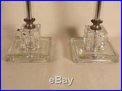 Pair Antique Vintage Art Deco Glass Lamp Boudoir Vanity Desk Table Lamps 20's