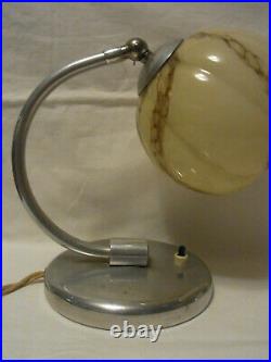 Pair Art Deco Bauhaus Glass Aluminium Wall or Desk Nightstand Bedside Lamp #
