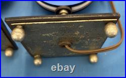 Pair Art Deco Blue Mirror Bedroom Lamps with Acrylic Grapes MCM