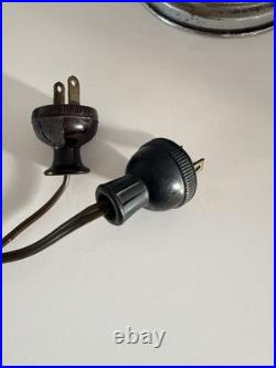 Pair Art Deco Dome Bullet Frosted Glass Star Lamps Chrome Base Very Good Cond