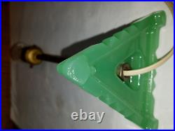 Pair Art Deco Lamps Jadeite Green Glass Houze Roman Column Boudoir Lamps 1930's