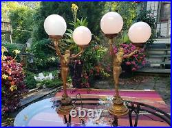 Pair Art Deco Lamps- Roaring 20's Ladies
