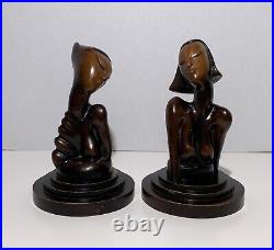 Pair Art Deco Women Lamp Bases Nudes Josephine Baker Need Electrical Fittings