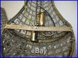 Pair Chandelier Crystal Wall Lamp Shades Art Deco Bronze Sconce