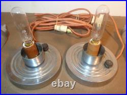 Pair Circa 1930's Art Deco Chrome Mounted Skyscraper/Torpedo shape Boudoir Lamp