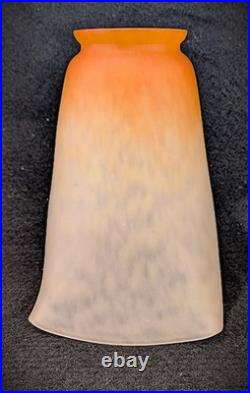 Pair French Signed Schneider Art Glass Light Fixture Shades