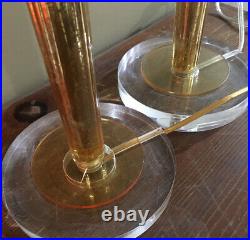 Pair Of 2 Light Table Lamps MCM Hollywood Regency Art Deco Style Mercury Glass