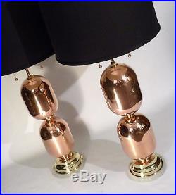Pair Of Art Deco / Bauhaus Leather Nickel Bulbous Form Table Lamps Lights