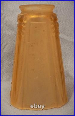 Pair Of Muller Freres Art Deco Glass Antique Lamp Shades Signed 2.25 Fitter