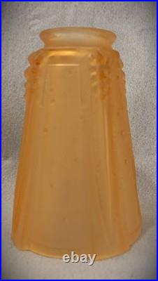 Pair Of Muller Freres Art Deco Glass Antique Lamp Shades Signed 2.25 Fitter