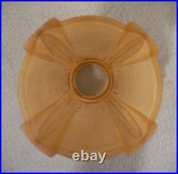 Pair Of Muller Freres Art Deco Glass Antique Lamp Shades Signed 2.25 Fitter