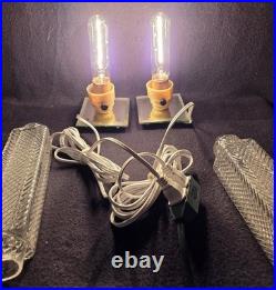 Pair Of Vintage 1930s Art Deco Skyscraper Table Lamp Boudoir Lights Work